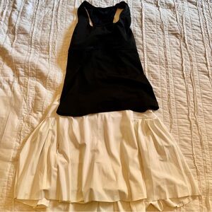 Athleta Advantage Skort White Small + Black Racerback Tank Top Set